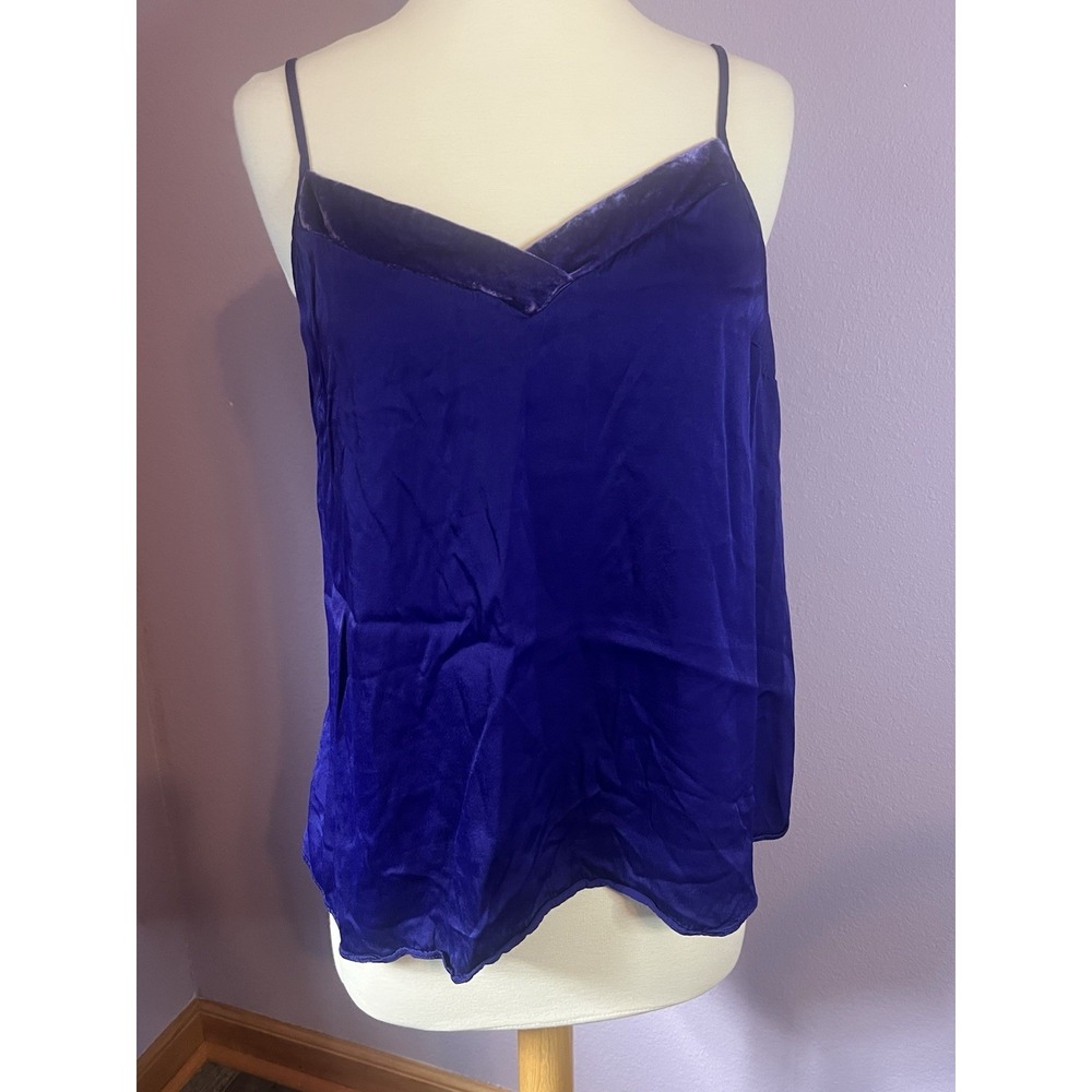 Floreat Anthropologie Purple Velvet Trim Tank Cami Top Size Medium